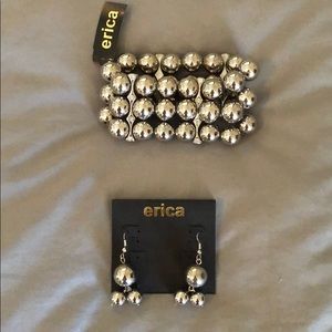 Silver Erica cuff bracelet and earrings